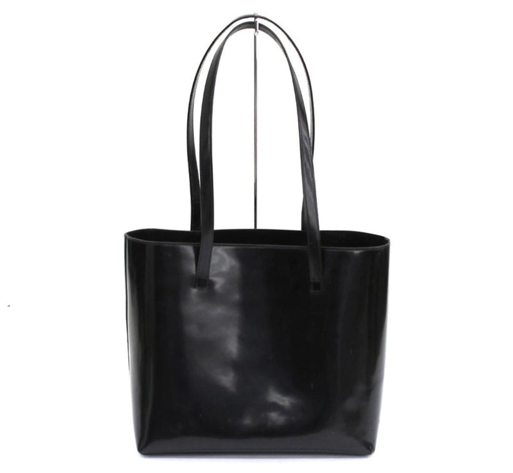 Gucci enamel pouch shoulder leather black tote bag Black